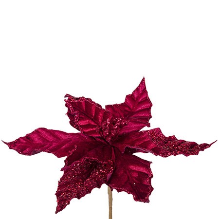 Sequined Poinsettia Burgundy - Artificial floral - gorgeous artificial burgundy poinsettia